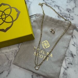 Kendra Scott Gold Necklace with White Stone